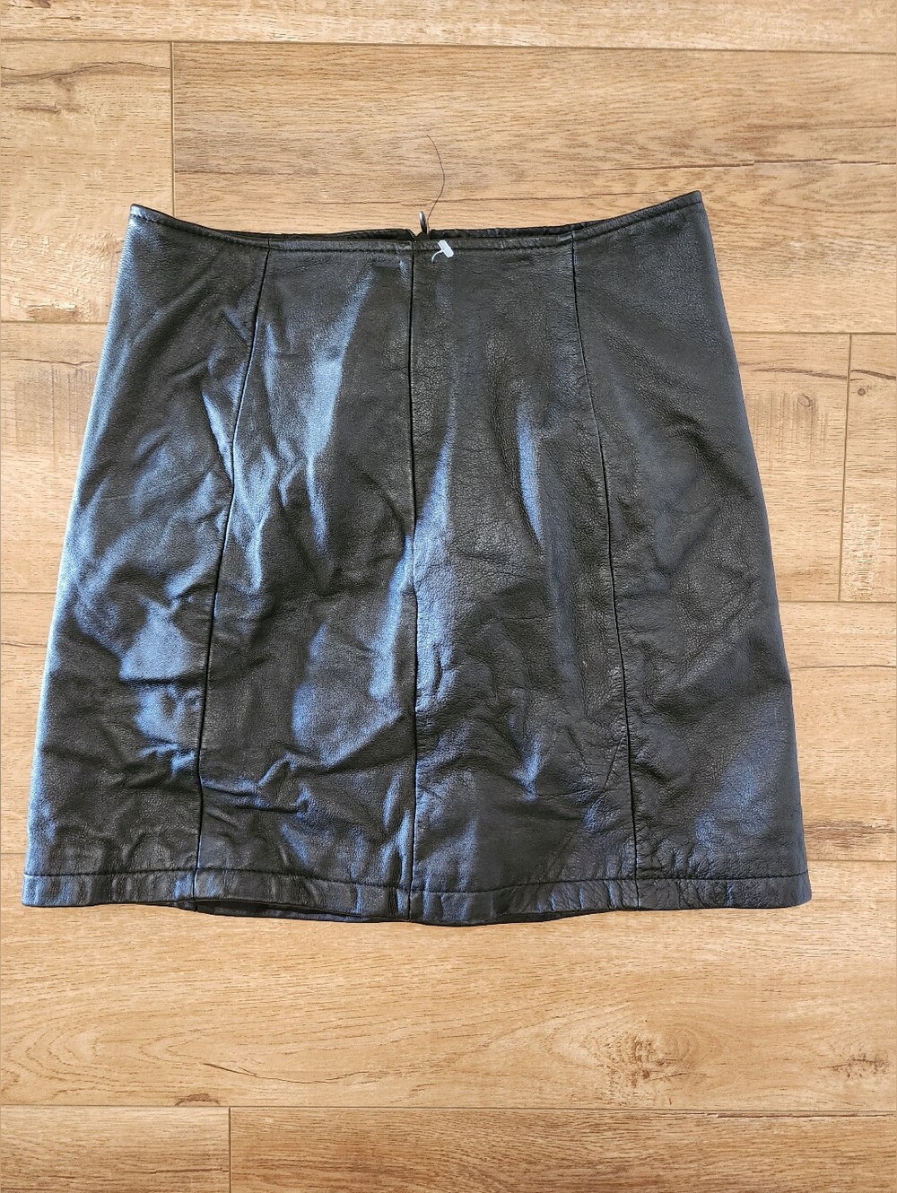 RARE Vintage 1985 Wilsons Genuine Leather Biker Zip Up Mini Skirt Size 6 Black